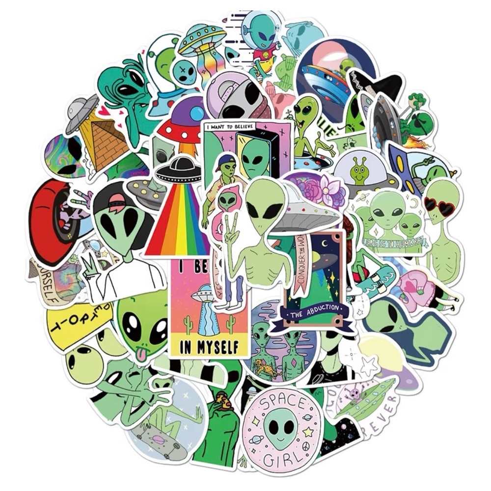 Alien Creature Cartoon Stickers (25 Random pcs)
